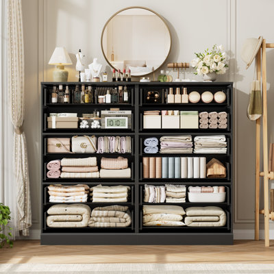 2-Pack 52" Vertical Storage Dresser with 6 Deep Drawers, Tall Space-Saving Unit for Apartments & Entryways