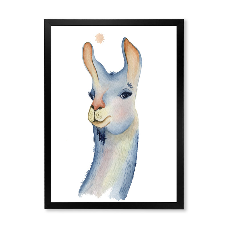 Adorable personnage de lama III - peinture, H 20 po x l 12 po x P 1 po, Cadre photo noir