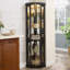 Vitrine de coin lumineuse - Vitrine pour le salon, objets de collection antiques, rangement pour verres à vin et à bar - Design d'angle élégant avec lumières incluses - NOIR
