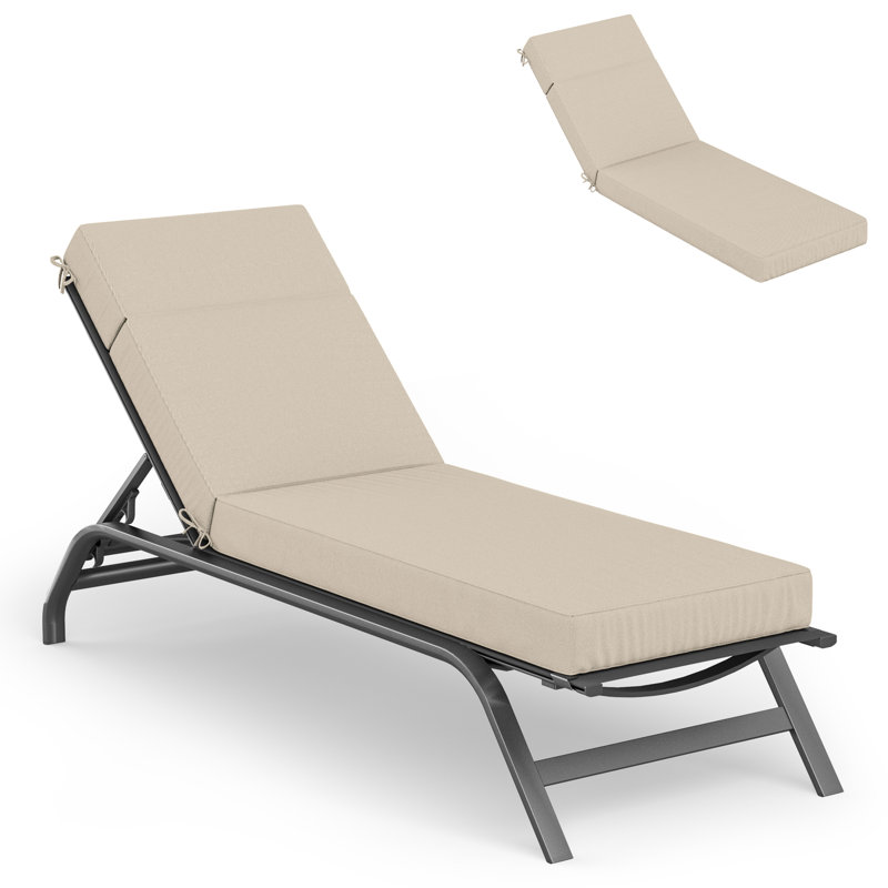 Outdoor Chaise Lounge Cushion – Weather-Resistant, Reversible, Plush Comfort, 21" W x 72" D, Cream