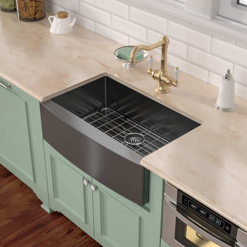Farmhouse / Apron Single Bowl Kitchen Sink 16 Gauge Stainless Steel Kitchen Sink, 10" H x 36" W x 21" D, Gunmetal Black