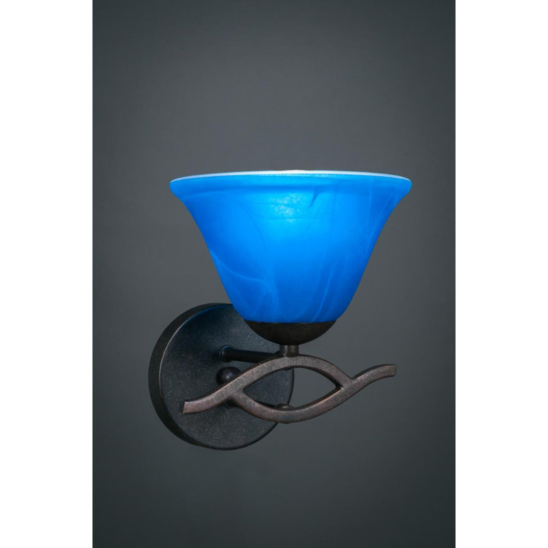 Applique murale Hiroko Revo illustrée d'un verre bleu italien de 7 po, Granit foncé