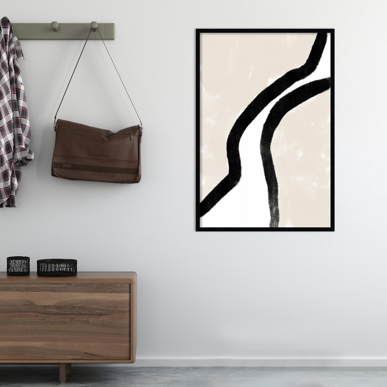 Abstract Borders Print, 41" H x 28" W x 1" D, Black Framed