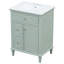 24" Bathroom Vanity With Sink, Bathroom Vanity Cabinet With One Flip Drawer And Two Drawers, Adjustable Shelf,  Wood And MDF, Green-856271820