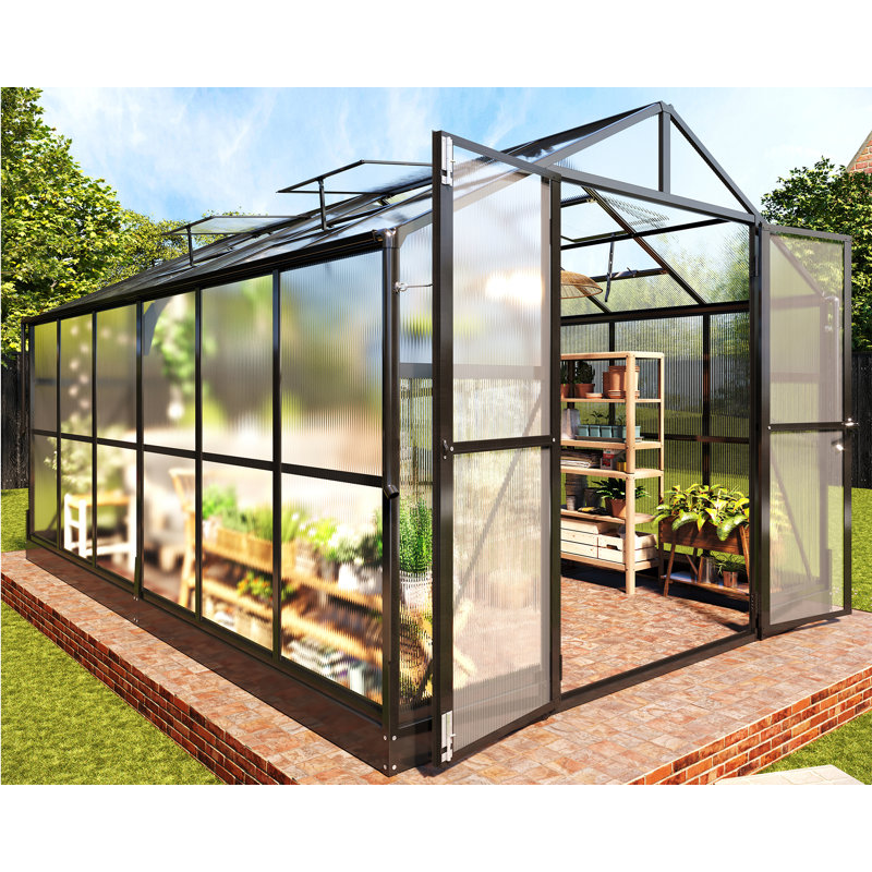 Aluminum Greenhouses for Outdoors, Polycarbonate Greenhouse, 82.7" H x 94.5" W x 140.2" D