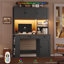 Bureau intelligent l 47,2 po x H 70,9 po avec huche, bureau d'ordinateur avec station de charge, lumières à DEL de 16 couleurs, porte-revues et tablettes réglables, table d'écriture pour bureau personnel-1331232061