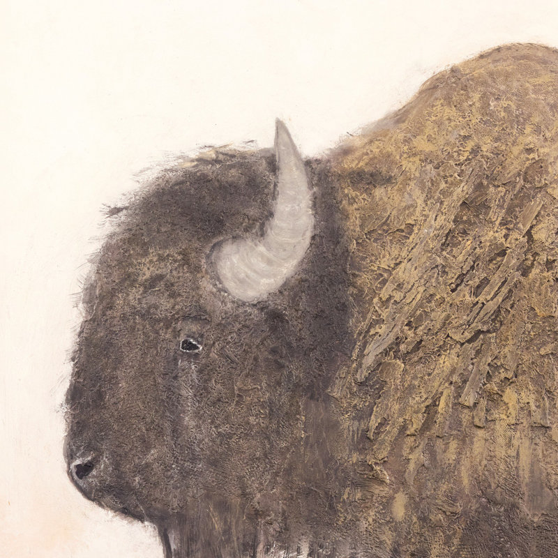 Bison Framed Painting, H 48" x W 48"