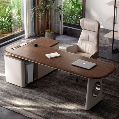 78.74"Rectangular brown multi-layer solid wood desk