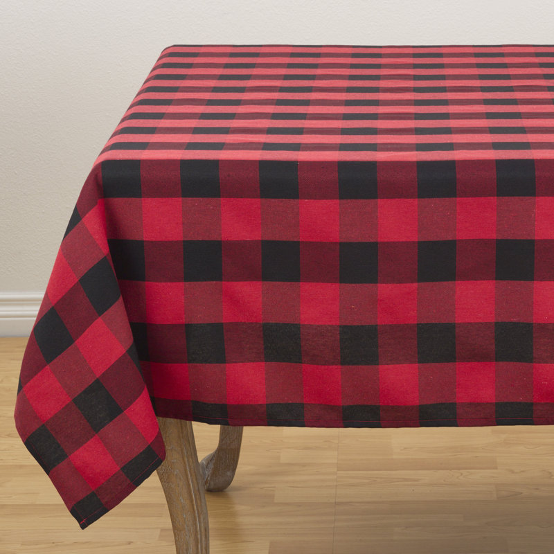 Salerno Buffalo Plaid Tablecloth, 70" W x 104" L, Red/Black