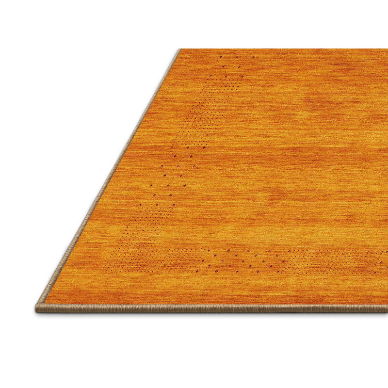 Tapis de zone orange contemporaine, Rectangle 5 pi x 7 pi