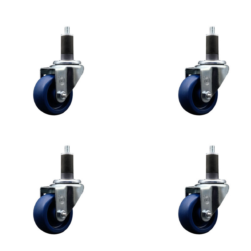 Ensemble de roulettes extensibles pivotantes en poly de 3 pouces 1-1 / 4 pouces
