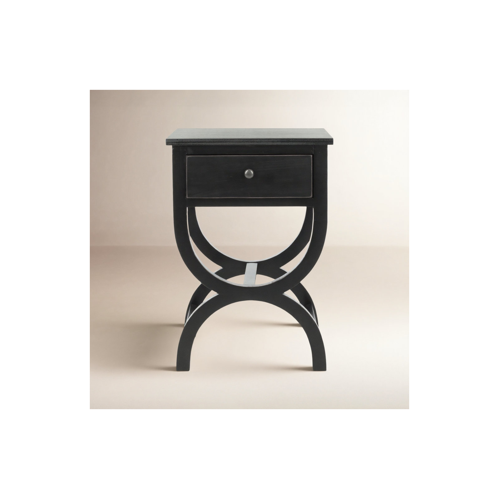 Floris End Table With Storage, Black