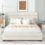 Queen Upholstered Platform Bed With Twin Size Trundle And Two Drawers, Beige