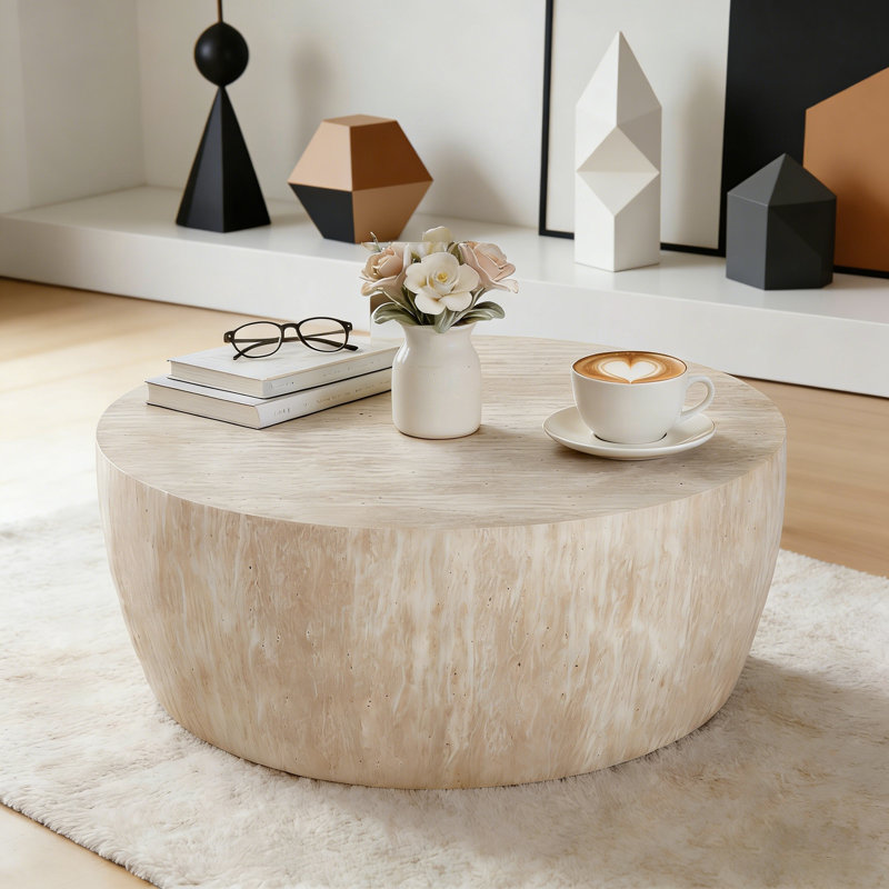Table basse ronde, Bois naturel