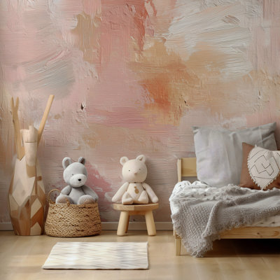 Papier peint abstrait avec rosé et pêche