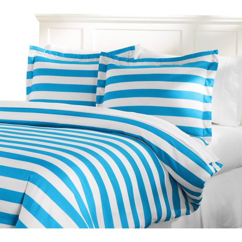 Basics Standard Striped Duvet Cover, White / Blue, Full / Queen
