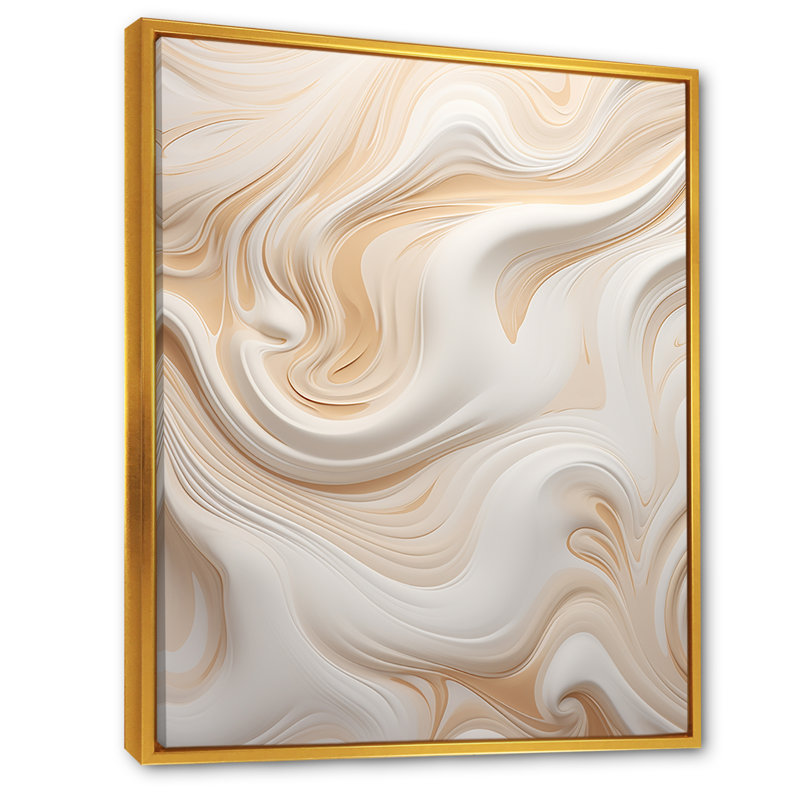 Abstrait blanc laiteux - Formes abstraites, impressions encadrées, Cadre flottant doré, H 40 po x l 30 po x P 1,5 po