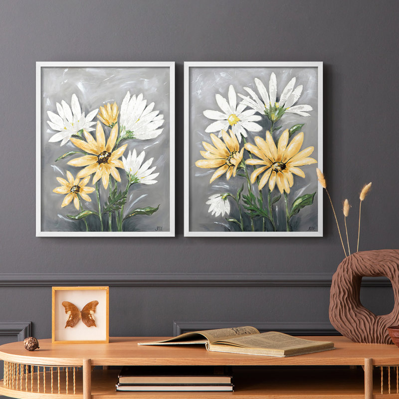 «Summer Daisies I», reproduction encadrée de qualité supérieure - prête à être accrochée - aucun clou requis - aucun clou requis