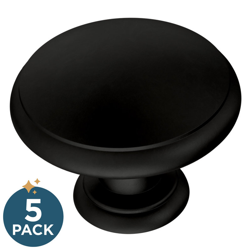 Matte Black Brass Round Drawer Knobs with Mounting Hardware