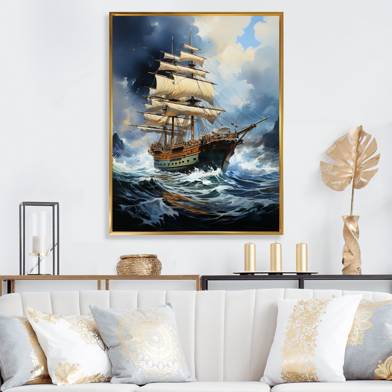 Impression d'art sur toile Pirates Ghost Ship - Pirate, H 32 po x l 24 po x P 1 po, Cadre flottant doré