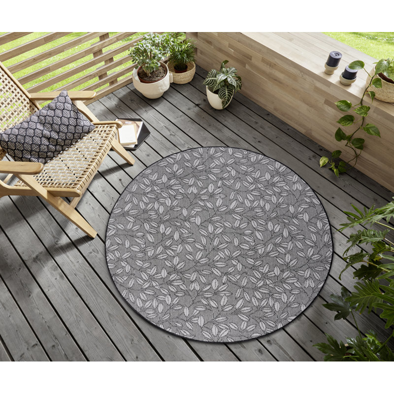 Twig Cream/Black Indoor/Outdoor Rug, Round 120cm