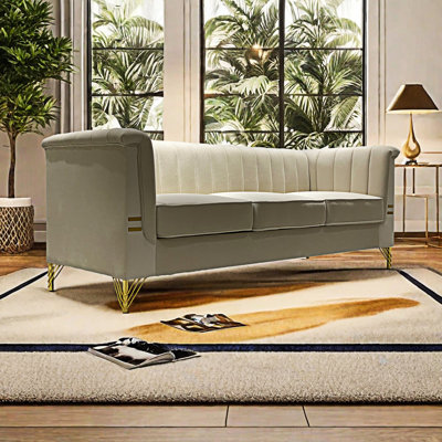 FX-P82-BE(Sofa)-Modern Chenille Sofa