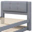 Lit plateforme tapissier avec lit gigogne, lit gigogne pouvant être plat ou dressé, cadre de lit moderne avec tête de lit en lin-351776761
