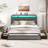 Bed Frame With Led Lights & Charging Station Storage Headboard & Drawers-376590379-376590383