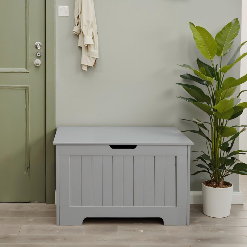 Enzzo 29.9" W Lift Lid Storage Bench with 600 lb. Capacity, Gray