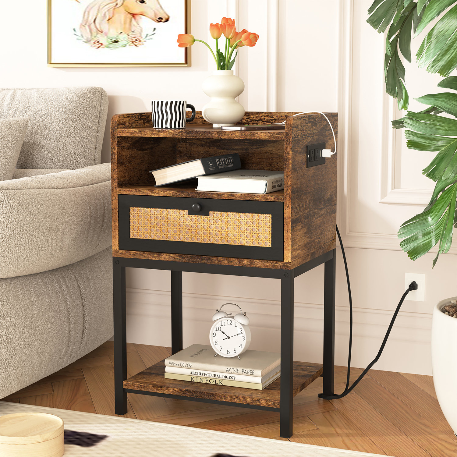 17 Stories Ellenberger Nightstands with Charging Station & Reviews Wayfair