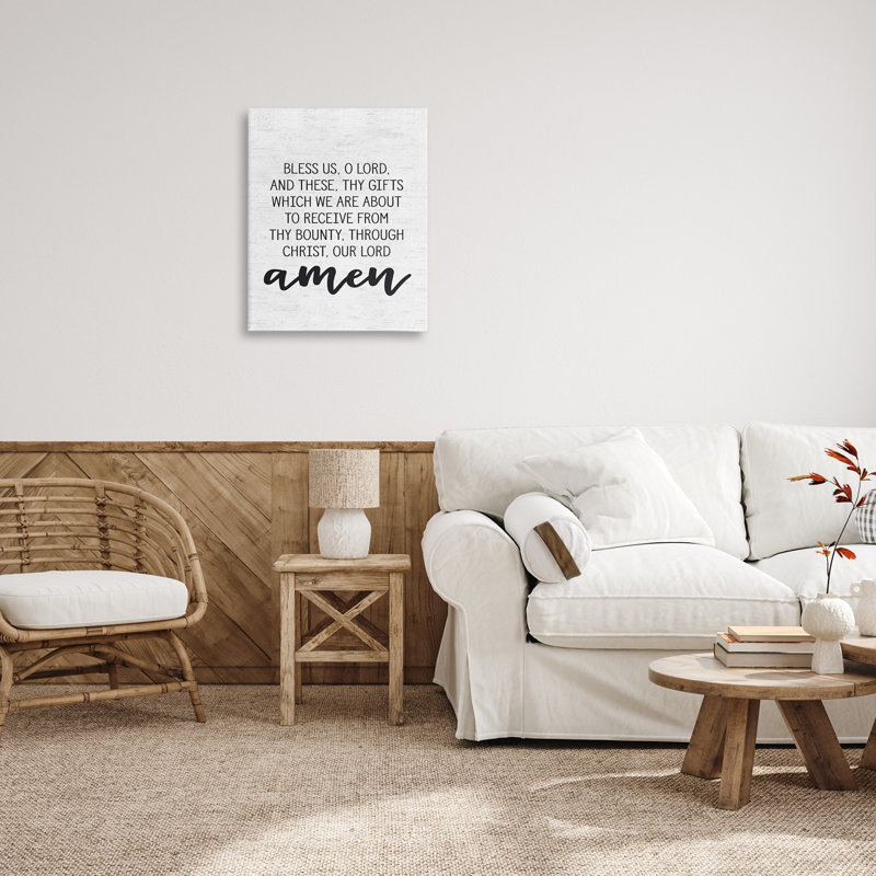 Prière « Bless Us O Lord » avant le repas avec typographie subtile - art graphique avec cadre flottant