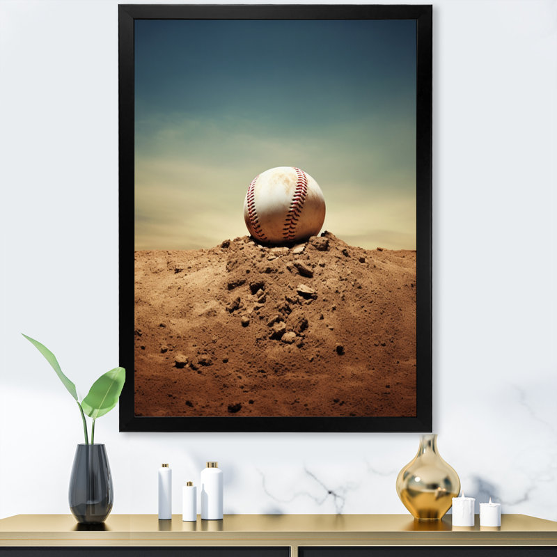 «Avyn Baseball Pitchers Mound I», reproduction sur toile, Cadre photo noir, H 20 po x l 12 po x P 1 po