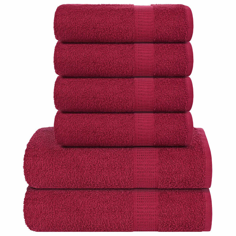 Towel Set 360 Gsm 100% Cotton, Bordeaux, 6 Piece Towel Set