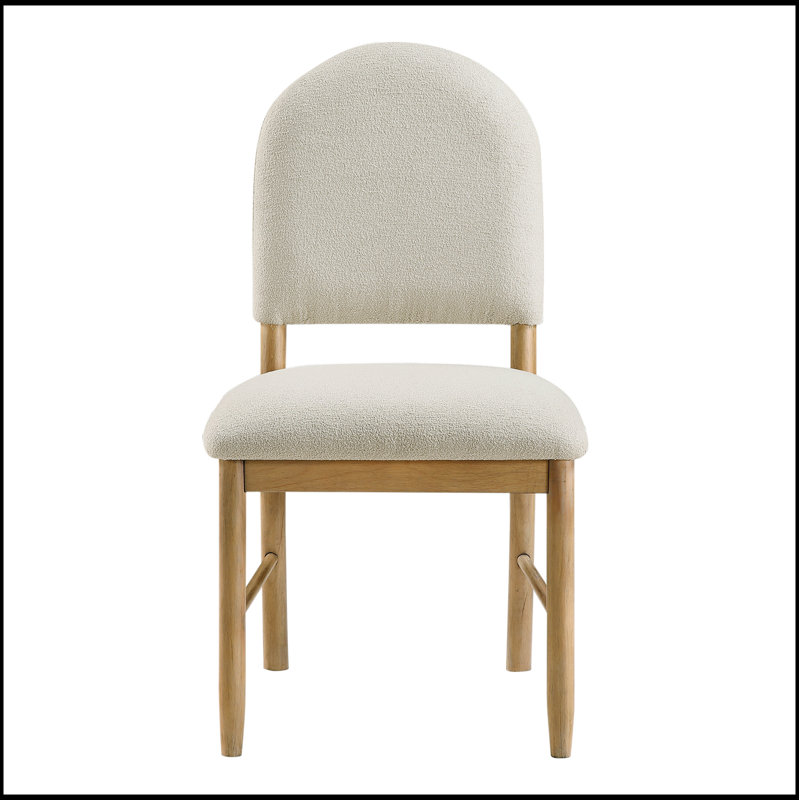 Ensemble de 2 chaises d'appoint à finition naturelle, dossier rembourré en tissu beige, luxe classique et confort moderne