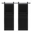 Double 2 panneaux modernes 80 po x 24 po Porte de grange coulissante en bois de noyer noir avec ensemble de quincaillerie-132716996