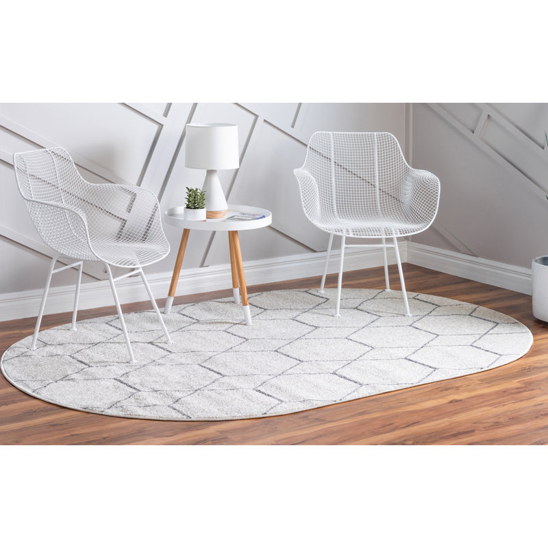 Tapis géométrique Debrodie, Ovale 3 pi 1 po x 5 pi 3 po, Ivoire ivoire