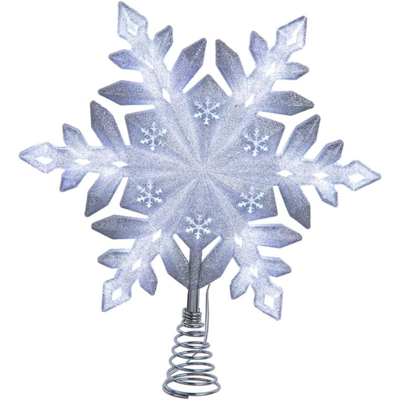 Kurt Adler UL 25-Light Cool White LED Glittered Snowflake Treetop