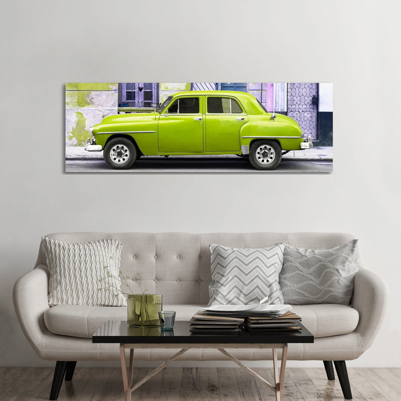 Lime Green Classic American Car by Philippe Hugonnard - Wrapped Canvas Panoramic Print, 182.88 cm H x 60.96 cm W