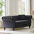 FX 63.5" Modern Design Chesterfield Sofa, Velvet Sofa Button Design Living Room Sectional Sofa, Button Tufted With Nail Design Arms With 2 Pillows, Upholstered Fabric And Wood Legs-2120087223