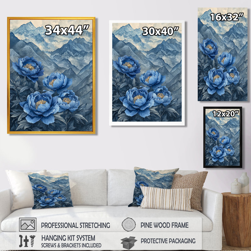 Barrows - Floral Wall Art Prints, H 32 po x l 24 po, Reproduction encadrée d'une seule photo, Doré