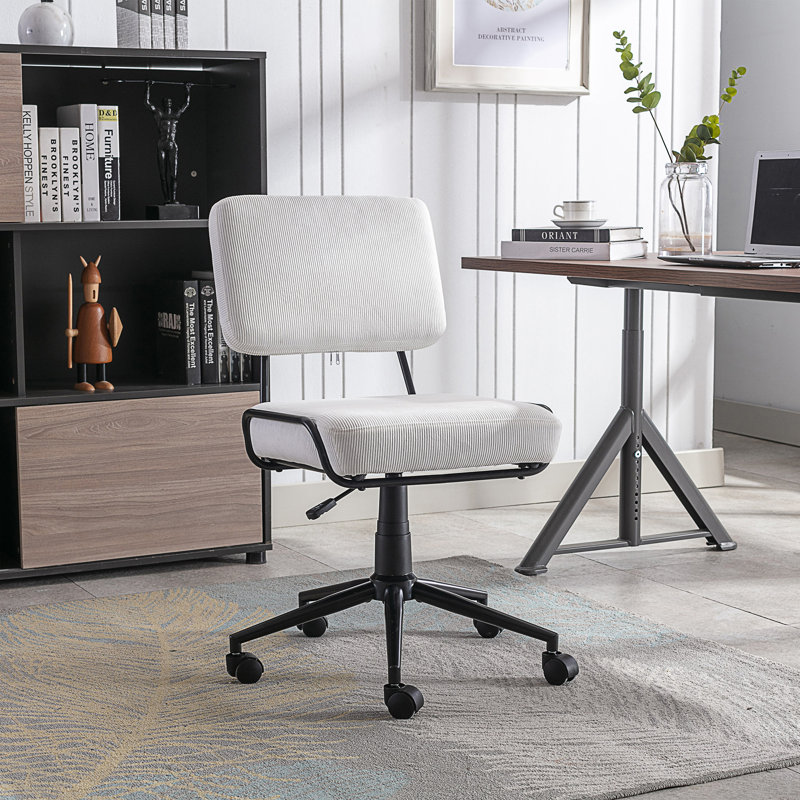 Chaise de bureau Candido, Beige, Velours
