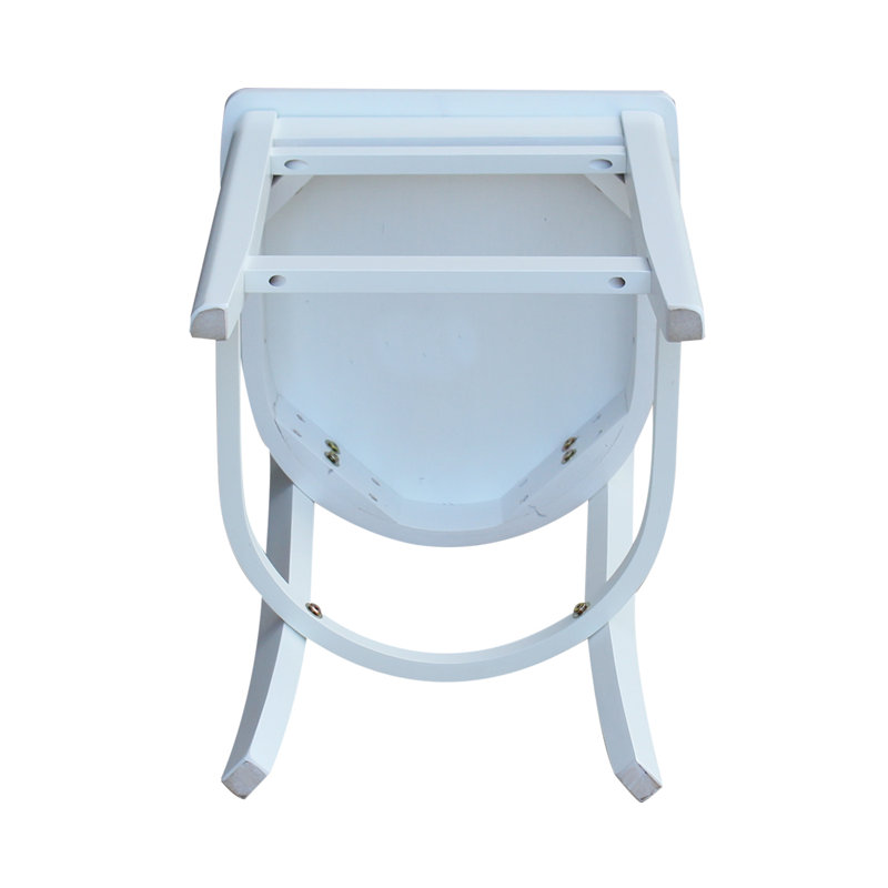 Tabouret de comptoir en bois massif 24 po Marasco, Blanc / cadre blanc