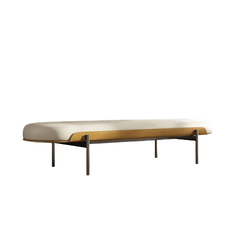 Banc rembourré en cuir Elitka, H 15,74 po x l 70,86 po x P 17,71 po