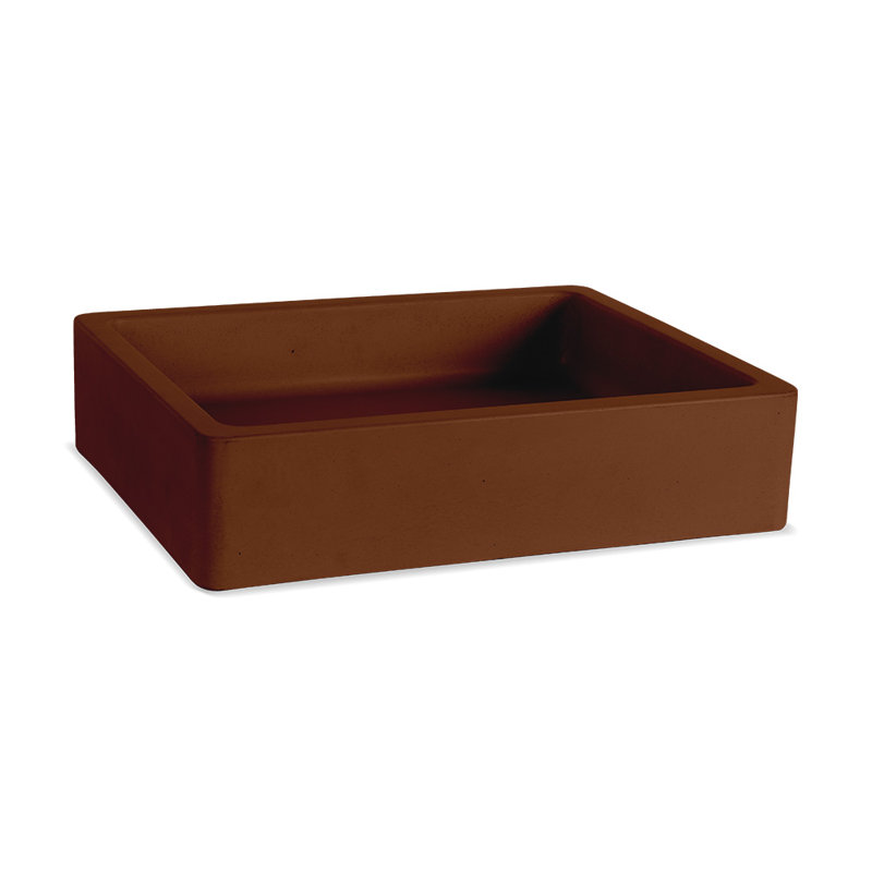 Newterra Handmade Rectangular Vessel Bathroom Sink, Terracotta