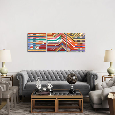 Zig Zag Triptych II - Canvas Wall Art Set - Wrapped Canvas (Set of 3)
