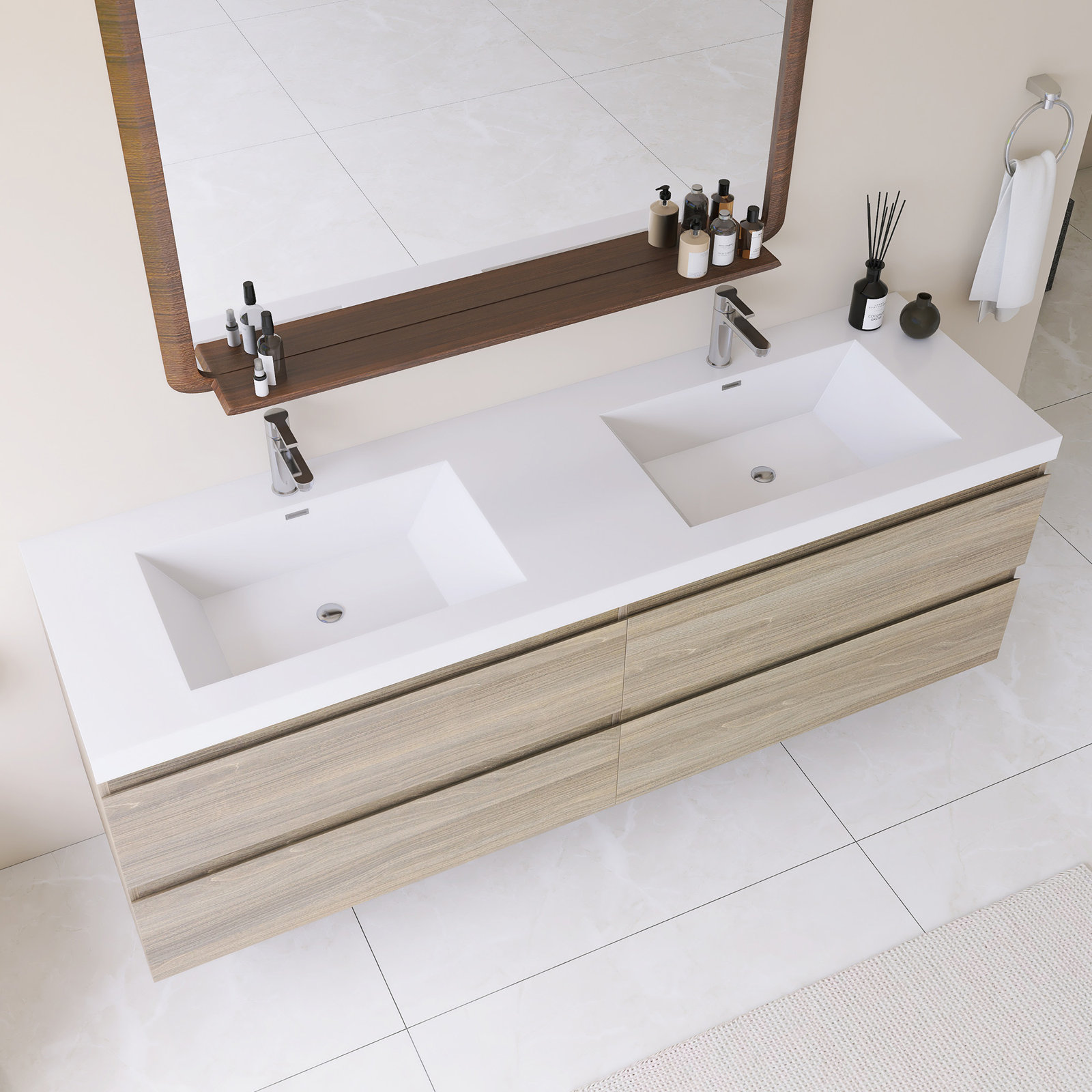 70.87 Double Bathroom Vanity, Gray