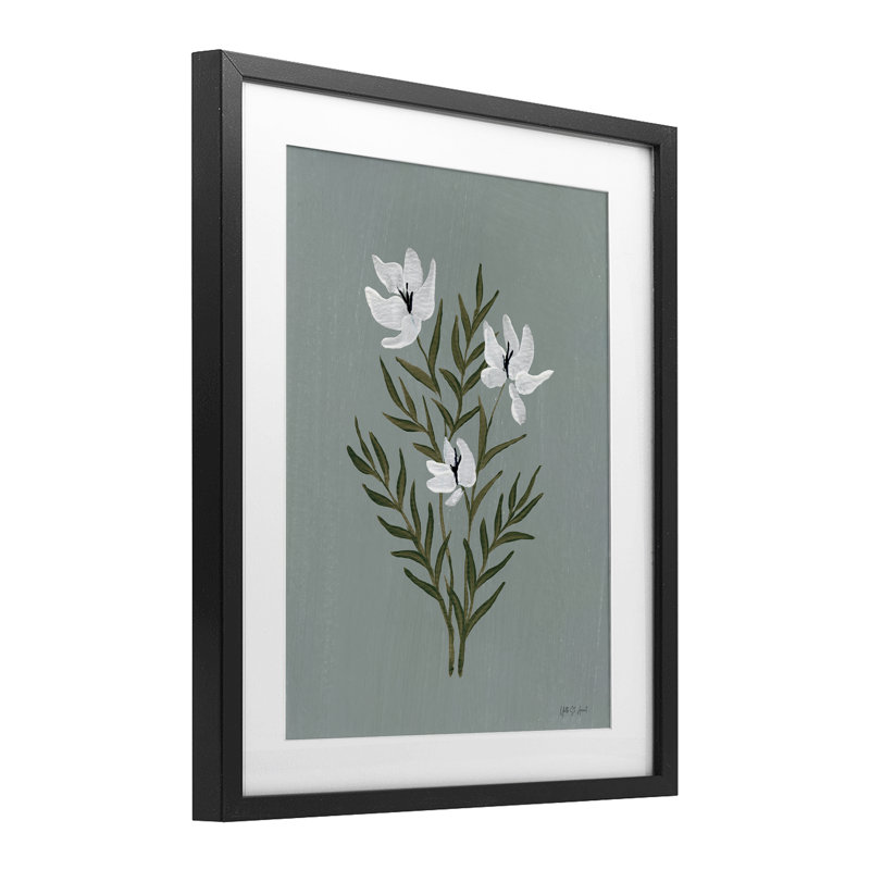 «Slate Blue Little Flower», reproduction encadrée sous verre, design par Yvette St. Amant, Cadre noir minuit