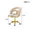 Chaise de bureau moderne en velours pivotant avec dossier à bulles et base dorée-1802593155