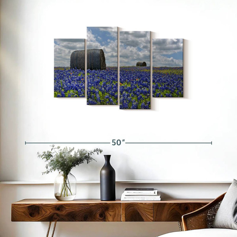 Texas Bluebonnets Wall Art, reproduction d'art sur toile, H 36 po x l 22 po x P 1 po