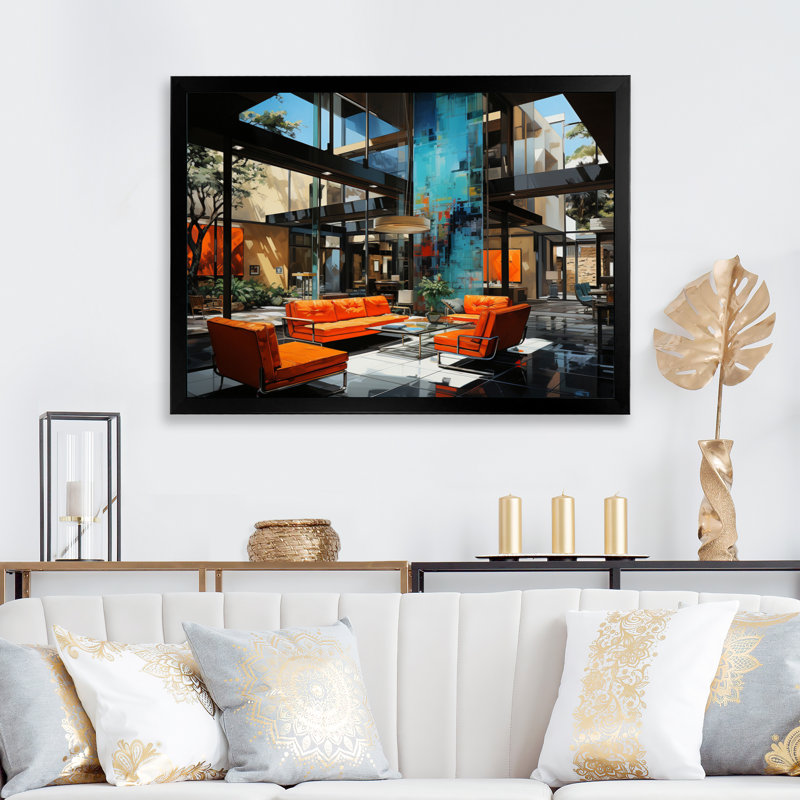 Mid Century «Bold», impression sur toile encadrée, H 30 po x l 40 po x P 1,5 po, Cadre simple noir